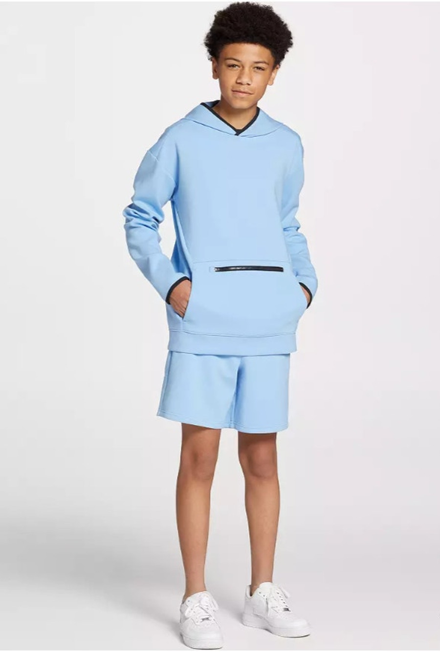 DSG Boys L Academy Blue Sports Fleece Pullover Activewear Athletic Hoodie J14-35